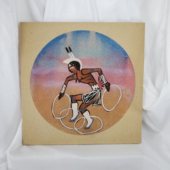 Native American Hoop Dancer Sand Art Painting On Wood Particle Board unsigned - Picture 2 of 10